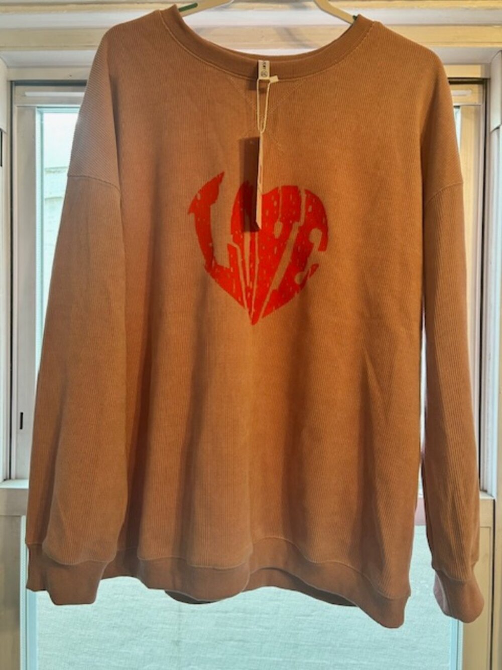 ONLY YORK Pink Graphic Sweatshirt – LOVE Heart – NWT 2XL